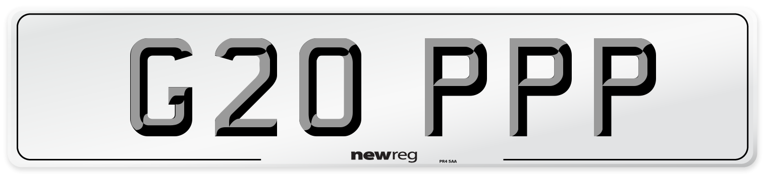 G20 PPP Number Plate from New Reg